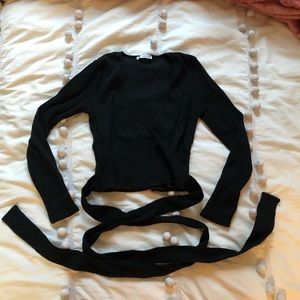Zara wrap long sleeve crop top